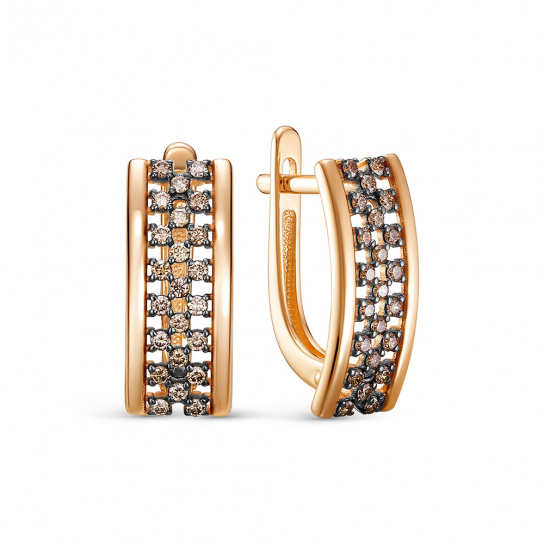 Золотые серьги 585, женские, с бриллиантом