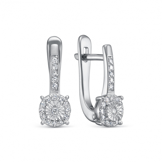 Золотые серьги 585, женские, с бриллиантом