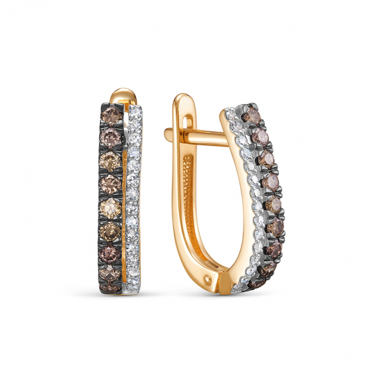 Золотые серьги 585, женские, с бриллиантом