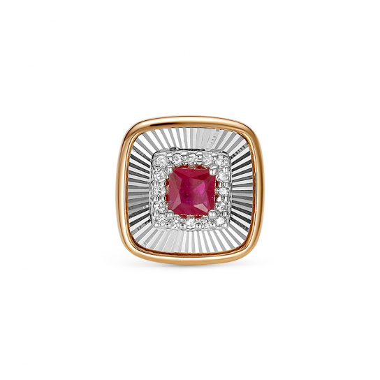 Золотая подвеска 585, женская, с бриллиантом и рубином