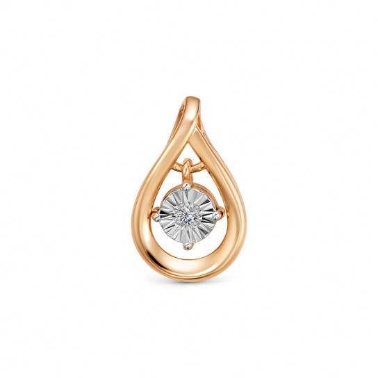 Золотая подвеска 585, женская, с бриллиантом
