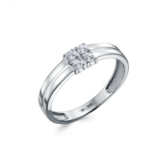 Серебряное кольцо 925, женское, с фианитом, размер 17