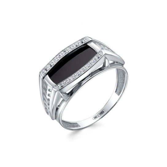 Серебряное кольцо 925, женское, с фианитом и перламутром, размер 21.5