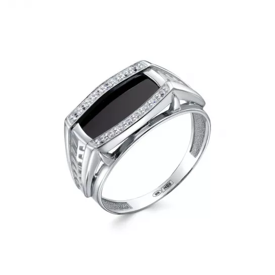 Кольцо с фианитом и перламутром из серебра