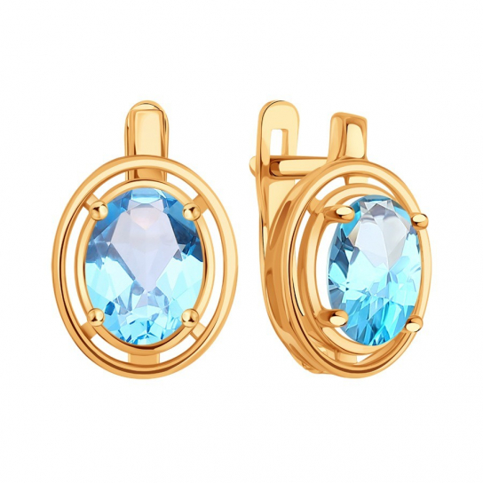 Золотые серьги 585, женские, с аметистом