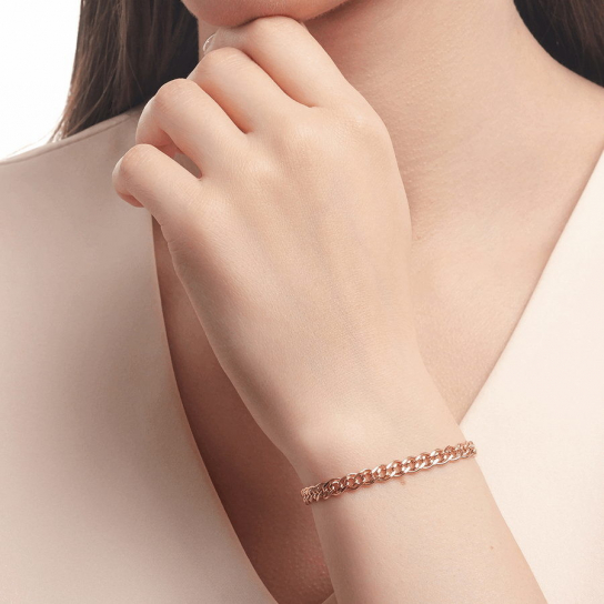 Золотой браслет 585, плетение нонна пустотелая, длина 18 см