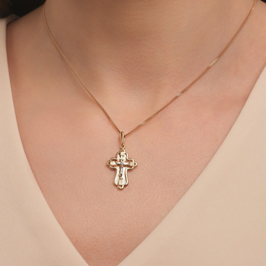 Золотой крестик 585 нательный, на шею