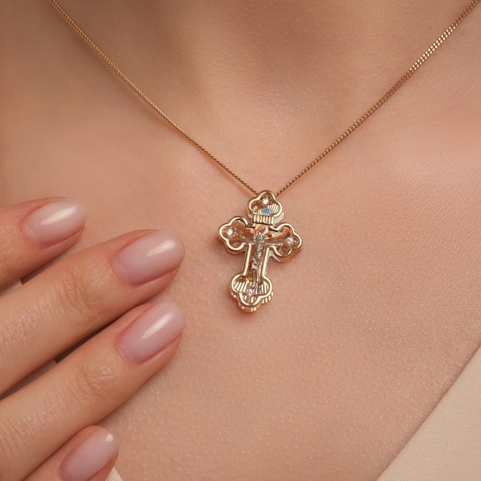 Золотой крестик 585 нательный, на шею