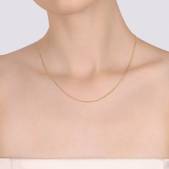 Золотая цепочка 585 на шею, плетение сингапур, длина 50 см, цвет красное золото