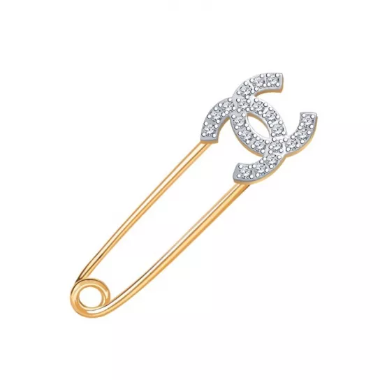 Булавка с фианитом из золота
