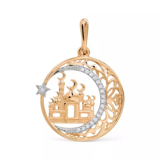 Подвеска мусульманская с фианитом из золота