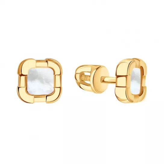 Пусеты с перламутром из золота