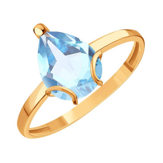 Золотое кольцо 585, женское, с топазом, размер 17