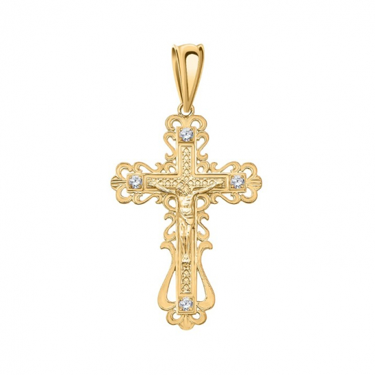 Золотой крестик 585 нательный, на шею