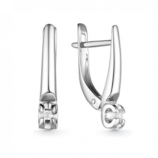 Золотые серьги 585, женские, с бриллиантом