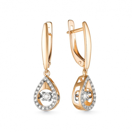 Золотые серьги 585, женские, с бриллиантом