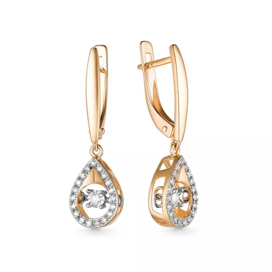 Золотые серьги 585, женские, с бриллиантом