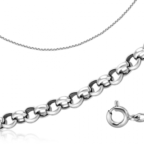 Золотая цепочка 585 на шею, плетение бельцер, длина 50 см, цвет белое золото