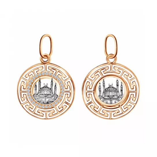 Подвеска мусульманская с фианитом из золота