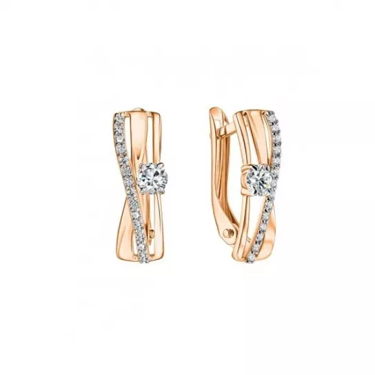 Серьги с фианитом из золота