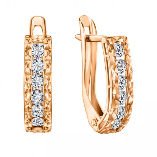 Серьги с фианитом из золота