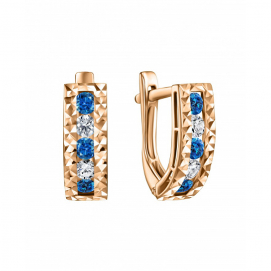 Серьги детские с фианитом и топазом из золота