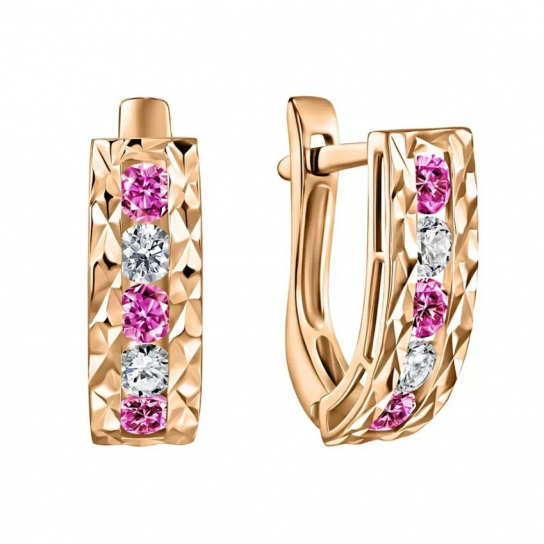 Серьги детские с фианитом из золота