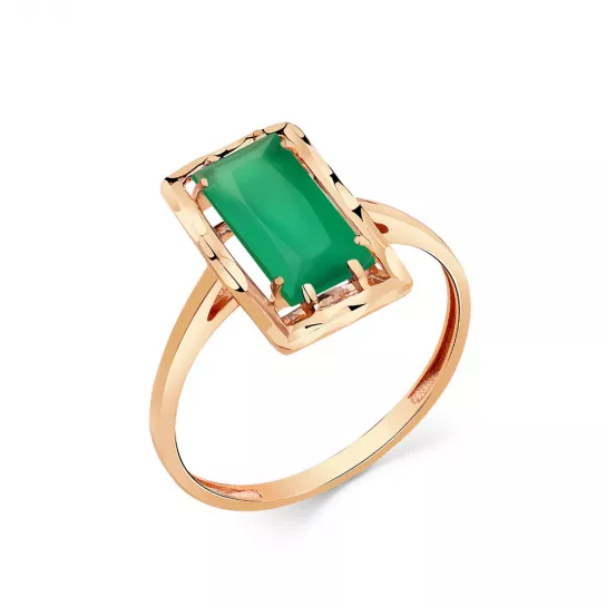 Золотое кольцо 585, женское, с агатом, размер 17