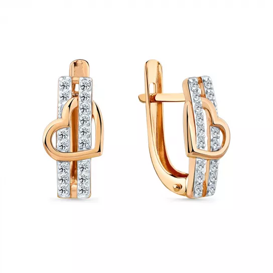 Золотые серьги 585, женские, с фианитом