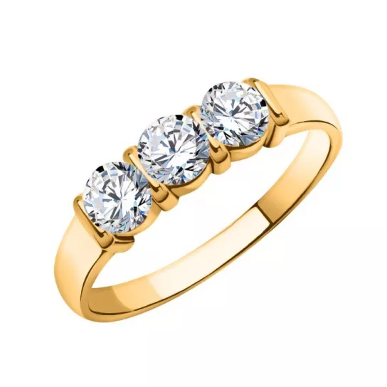 Золотое кольцо 585, женское, с фианитом, размер 18.5