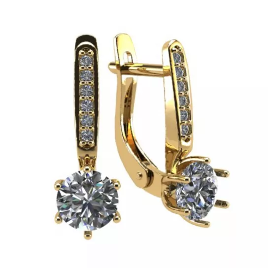 Золотые серьги 585, женские, с фианитом