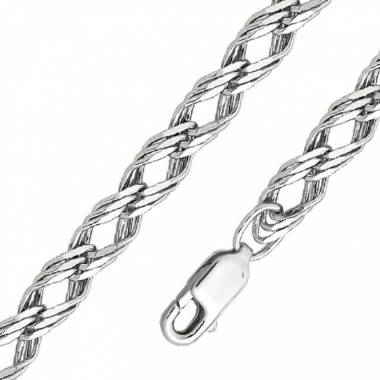 Серебряная цепочка 925 на шею, плетение тройной ромб, длина 50 см