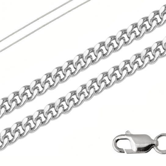 Серебряная цепочка 925 на шею, плетение панцирное, длина 55 см