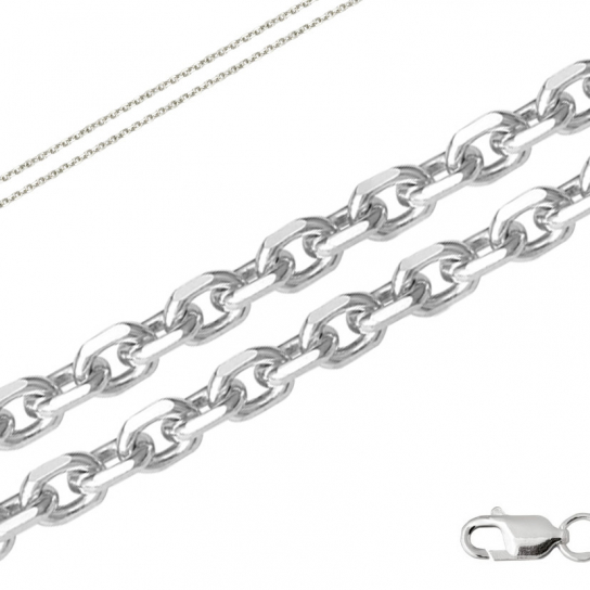 Серебряная цепочка 925 на шею, плетение якорное, длина 60 см