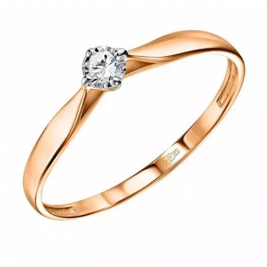 Золотое кольцо 585, женское, с фианитом, размер 18.5