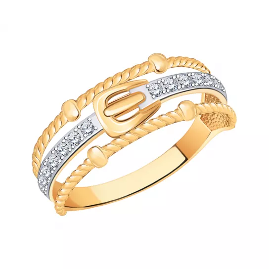 Золотое кольцо 585, женское, с фианитом, размер 20