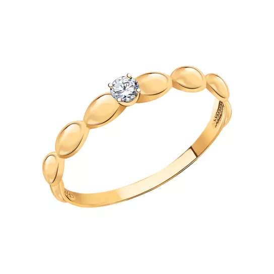 Золотое кольцо 585, женское, с фианитом, размер 15.5