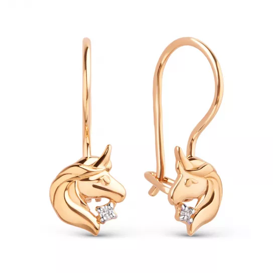 Серьги детские с фианитом из золота