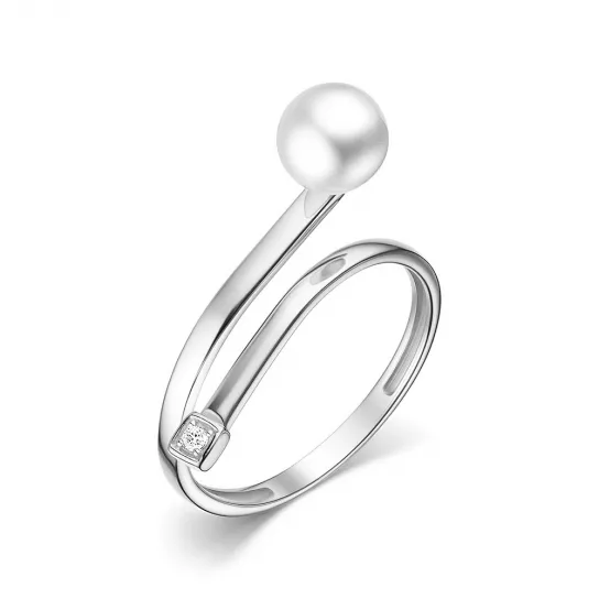 Серебряное кольцо 925, женское, с жемчугом, размер 18