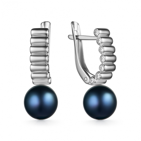 Серебряные серьги 925, женские, с жемчугом