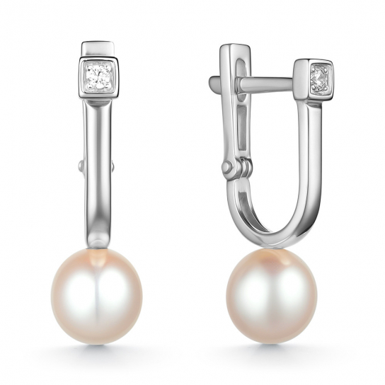 Серебряные серьги 925, женские, с жемчугом