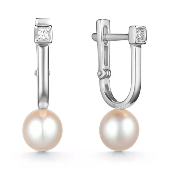Серебряные серьги 925, женские, с жемчугом