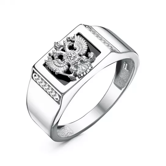 Кольцо-печатка с фианитом из серебра