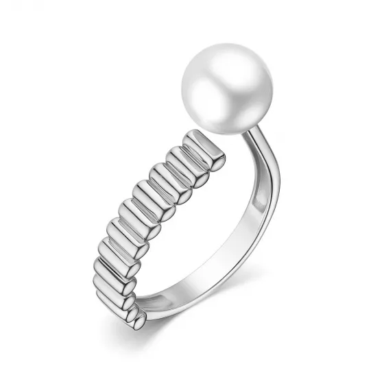 Серебряное кольцо 925, женское, с жемчугом, размер 17