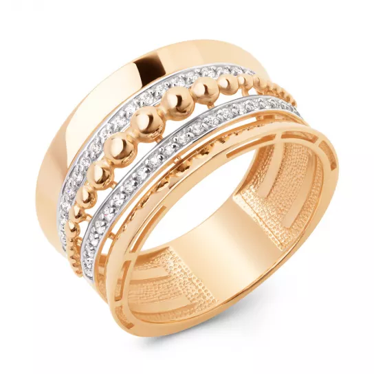 Золотое кольцо 585, женское, с фианитом, размер 20