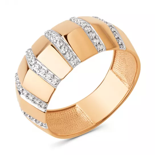 Золотое кольцо 585, женское, с фианитом, размер 18.5