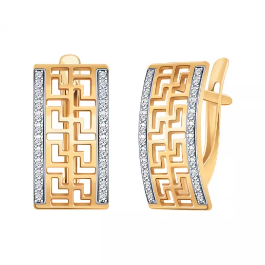 Золотые серьги 585, женские, с фианитом