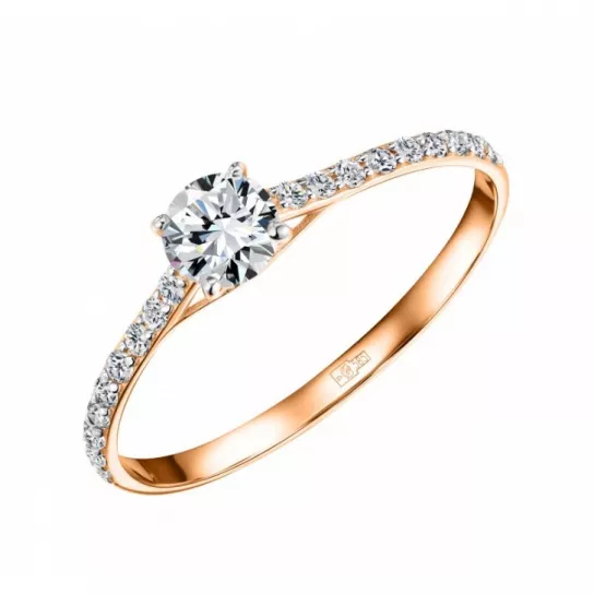 Золотое кольцо 585, женское, с фианитом, размер 17.5