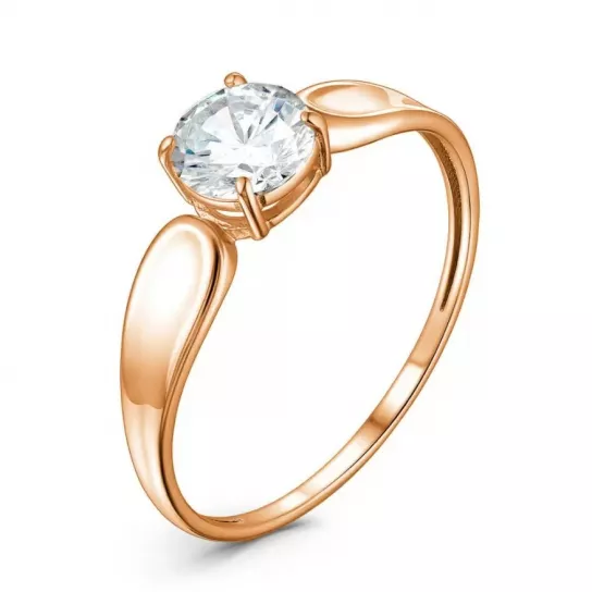 Золотое кольцо 585, женское, с фианитом, размер 19