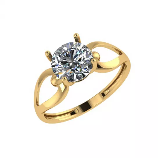 Золотое кольцо 585, женское, с фианитом, размер 17.5